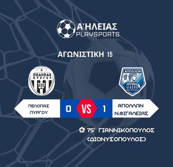 Δύσκολη και σημαντική νίκη πέτυχε σήμερα ο Απόλλων Ν. Φιγαλείας