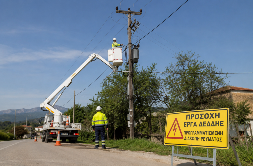 Διακοπές ρεύματος τη Δευτέρα 25 Μαΐου σε Αλιφείρα και Ανδρίτσαινα