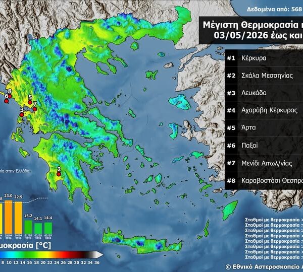 Στα Επτάνησα οι υψηλότερες θερμοκρασίες σήμερα!