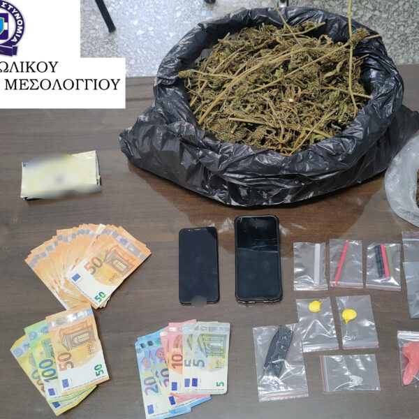 Μεσολόγγι: Μεγάλη ποσότητα ναρκωτικών σε όχημα και αποθήκη